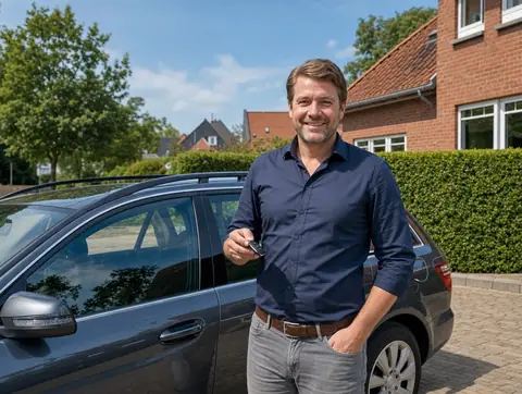 Verkäufer aus Erding mit dem verkauften Fahrzeug